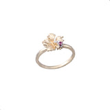 14K HIBISCUS DIAMOND RING