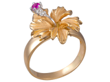 YELLOW GOLD DIAMOND HIBISCUS RING