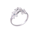 14K WHITE GOLD DIAMOND PLUMERIA RING