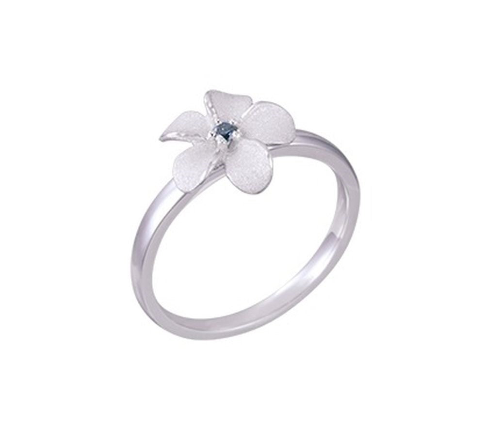 14K WHITE GOLD DIAMOND PLUMERIA RING