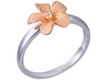 14k Plumeria Rose Gold und White Gold Diamond Ring