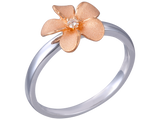 Anneau de diamant en or rose en or rose et en or blanc 14K