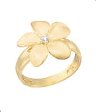 14K PLUMERIA DIAMOND RING 