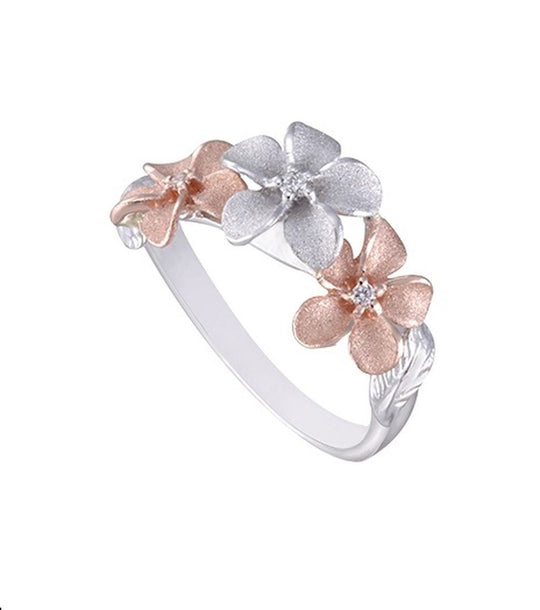 11mm 14K White Gold Plumeria Slide Anhänger