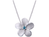 HAWAIIAN PLUMERIA WHITE GOLD DIAMOND PENDANT NECKLACE
