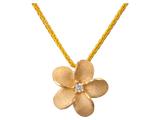 14K GOLD PLUMERIA DIAMOND PENDANT NECKLACE