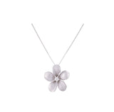 14K WHITE GOLD PLUMERIA DIAMOND SLIDE PENDANT NECKLACE