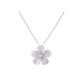 14K WHITE GOLD DIAMOND PLUMERIA SLIDE PENDANT NECKLACE