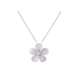 14K WHITE GOLD DIAMOND PLUMERIA SLIDE PENDANT NECKLACE