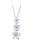 14K WHITE GOLD PLUMERIA DIAMOND SLIDE PENDANT NECKLACE