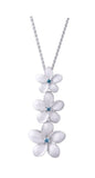 14K WHITE GOLD DIAMOND PLUMERIA LEI SLIDE PENDANT NECKLACE