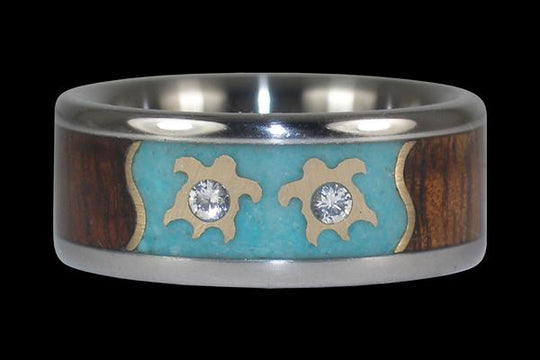 Gold Turtle Diamond Titanium Ring