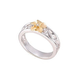14K TWO TONE DIAMOND PLUMERIA RING
