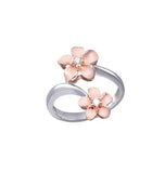 14K TWO TONE DIAMOND FLOWER PLUMERIA RING 