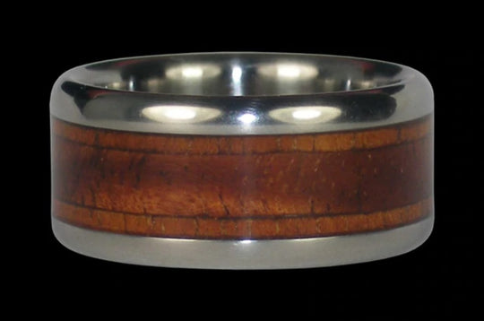 Hawaii Titanium Ring Band with Koa Wood Inlays