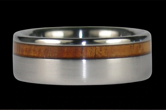 Hawaiian Koa Wood Inlay Titanium Ring