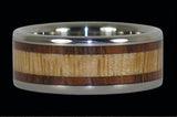 Hawaiian Koa et Mango Wood Inclay Titanium Ring