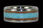 Koa and Turquoise Titanium Ring Band