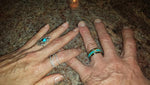 Bande de bague en titane en diamant avec turquoise et bois de mangue