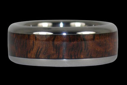 Banda de anillo de titanio de madera koa oscura
