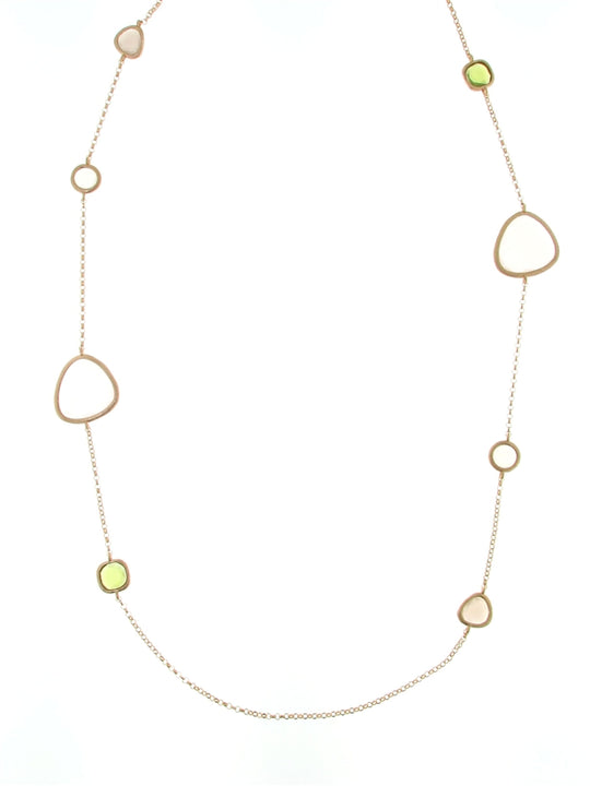 Collar de vidrio de biselado de color rosa de plata esterlina