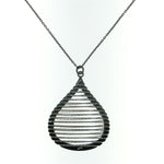 Sterling Silver Tear Shaped Necklace With Spiral Glitter Wire Design Pendant