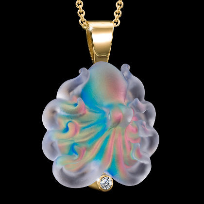 14K Gelbgold Octopus Anhänger mit Diamant