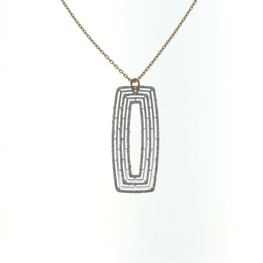 Collar colgante rectangular de plata de plata esterlina