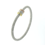 Sterling Silver Tri-Colored (Rose, White and Yellow) Cubic Zirconia Flexible Bangle