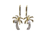 14K TWO TONE PALM TREE EARRINGS