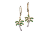 TWO TONE DIAMOND PALM TREE EARRINGS