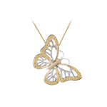 14k 2/tone Single Butterfly Pendant with 40 Yellow Sapphires