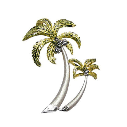Pendentif Palm à double palmier 14k 2 / Tone avec 4 diamants
