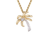 TWO TONE SINGLE PALM TREE PENDANT NECKLACE
