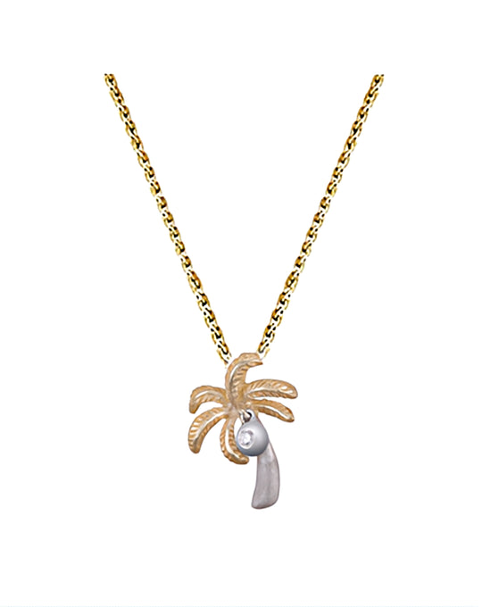 14k 2/tone 15mm Palm Tree Pendant with Diamond