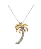 14K 2/TONE 30MM SINGLE PLAM TREE PENDANT