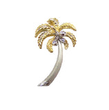 TWO TONE PALM TREE DIAMOND PENDANT NECKLACE