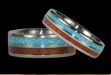 Turquoise et Koa Titanium Ring Band
