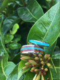 Turquoise et Koa Wood Titanium Ring