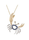 14K TWO TONE DIAMOND CRAB PENDANT NECKLACE