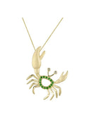 14K YELLOW GOLD DIAMOND CRAB PENDANT NECKLACE