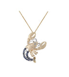14K TWO TONE DIAMOND LOBSTER PENDANT NECKLACE