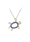 14K TWO TONE DIAMOND HONU PENDANT NECKLACE