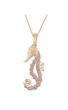 14K ROSE GOLD DIAMOND SINGLE SEA HORSE PENDANT NECKLACE