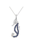 14K WHITE GOLD DIAMOND SINGLE SEA HORSE PENDANT NECKLACE