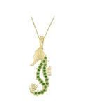 14K YELLOW GOLD DIAMOND SEA HORSE PENDANT NECKLACE