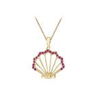 14K YELLOW GOLD SHELL PENDANT NECKLACE