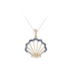 TWO TONE SHELL PENDANT BLUE SAPPHIRES