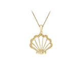 14K YELLOW SAPPHIRE SHELL PENDANT NECKLACE