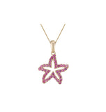 14K TWO TONE SEA STAR PENDANT NECKLACE 